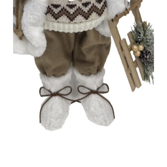 Gray Nordic Santa 18" Figurine with Reindeer & Sled Rustic Cabin Decor - Picture 9 of 10